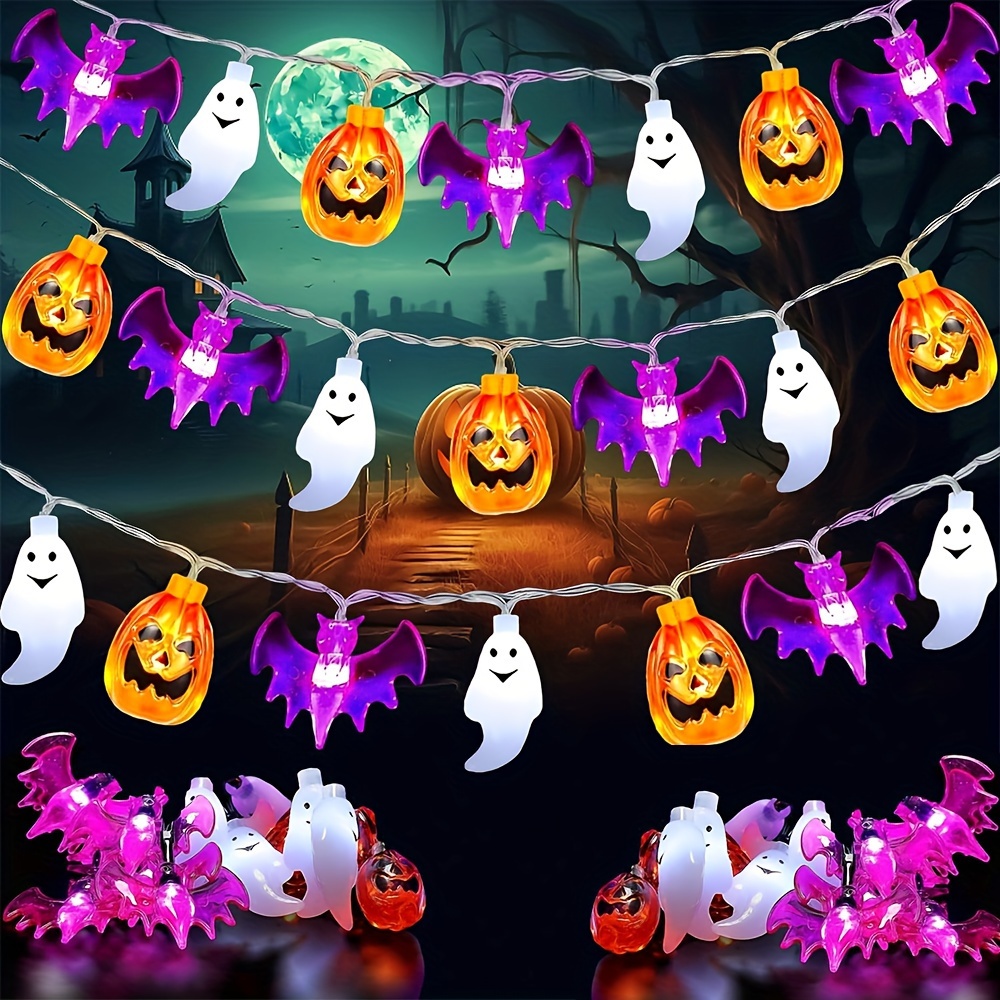 Halloween Led String Lights Orange - Cute Pumpkin Bat Ghost Halloween LED