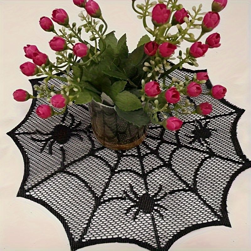 Spider Web Halloween Decoration - VIKAMA Halloween Black Lace Spider Web
