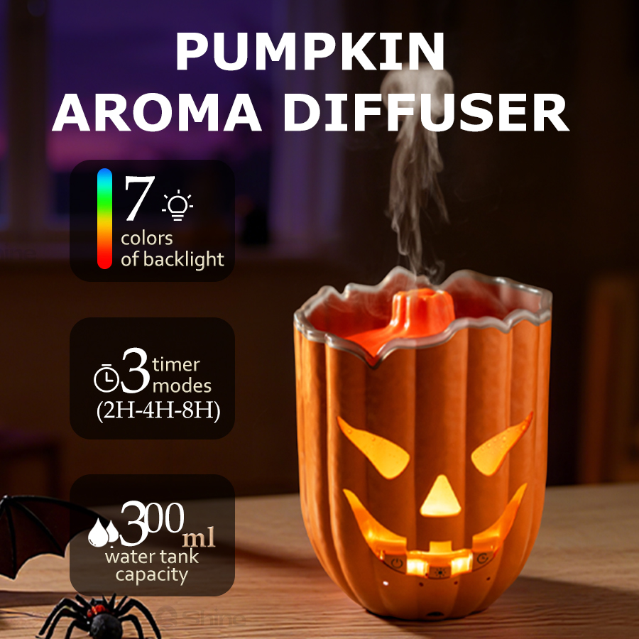 Halloween Pumpkin Decor Led - Pumpkin Air Humidifier, 7 Color LED,