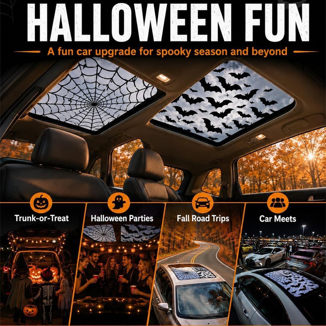Car Sunroof Stickers Halloween - Spider Web Halloween Decoration 评论和价格