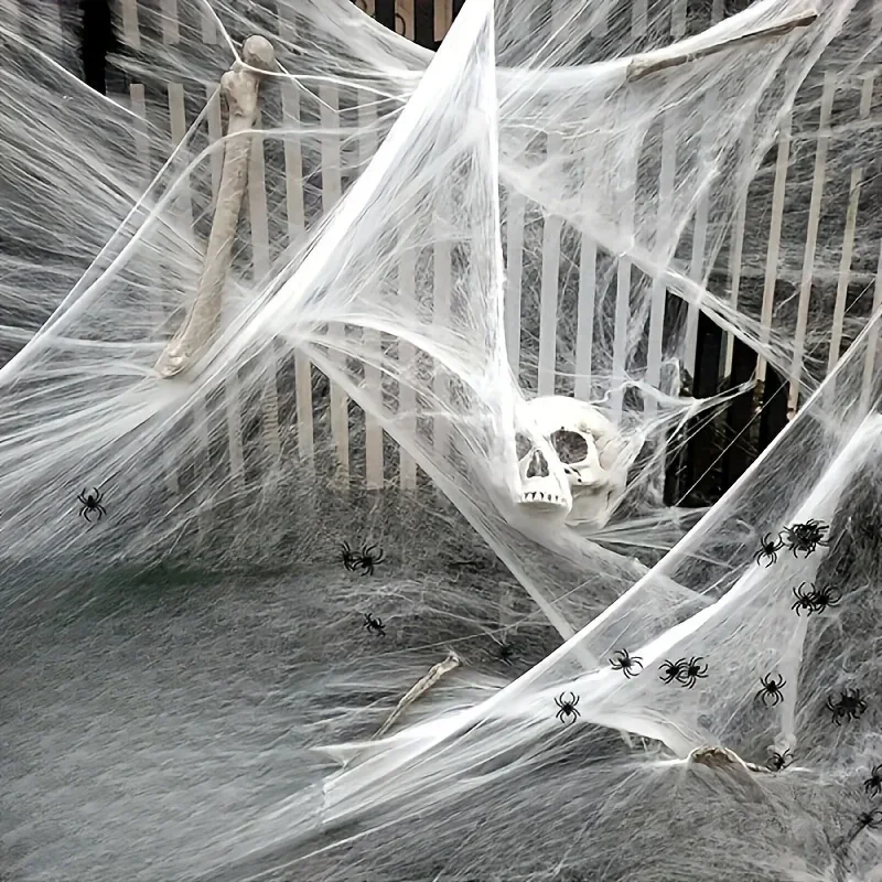 Stretchable Spider Webs With 2 - Spider Web Halloween Decoration 评论和价格