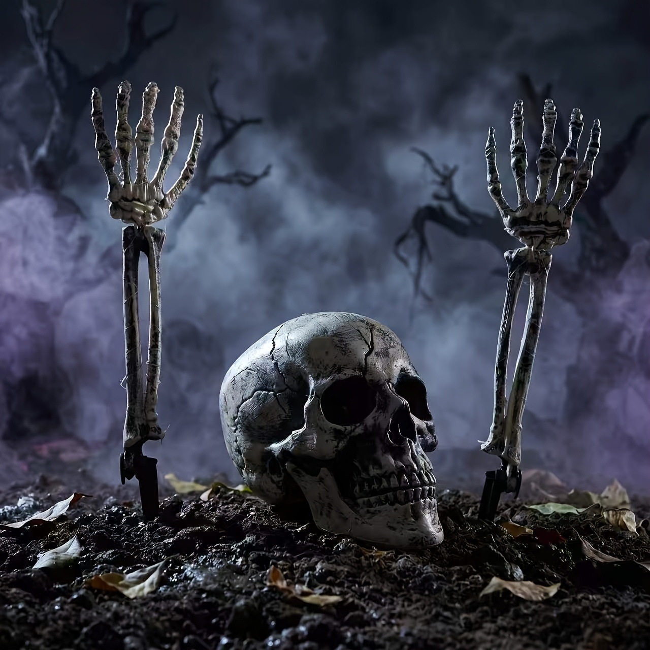 3PCS Halloween Yard Decor Set  - Halloween Skeleton Decoration 评论和价格