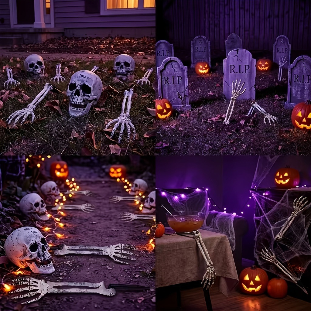 3PCS Halloween Yard Decor Set  - Halloween Skeleton Decoration 评论和价格