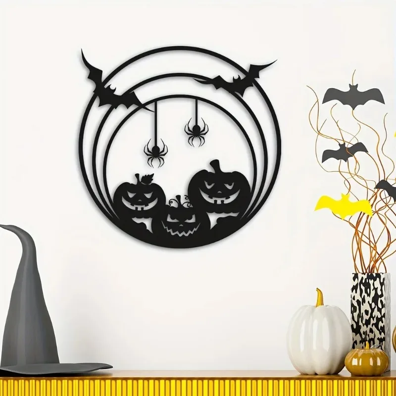 Halloween Metal Wall Art Pumpk - Spider Web Halloween Decoration 评论和价格