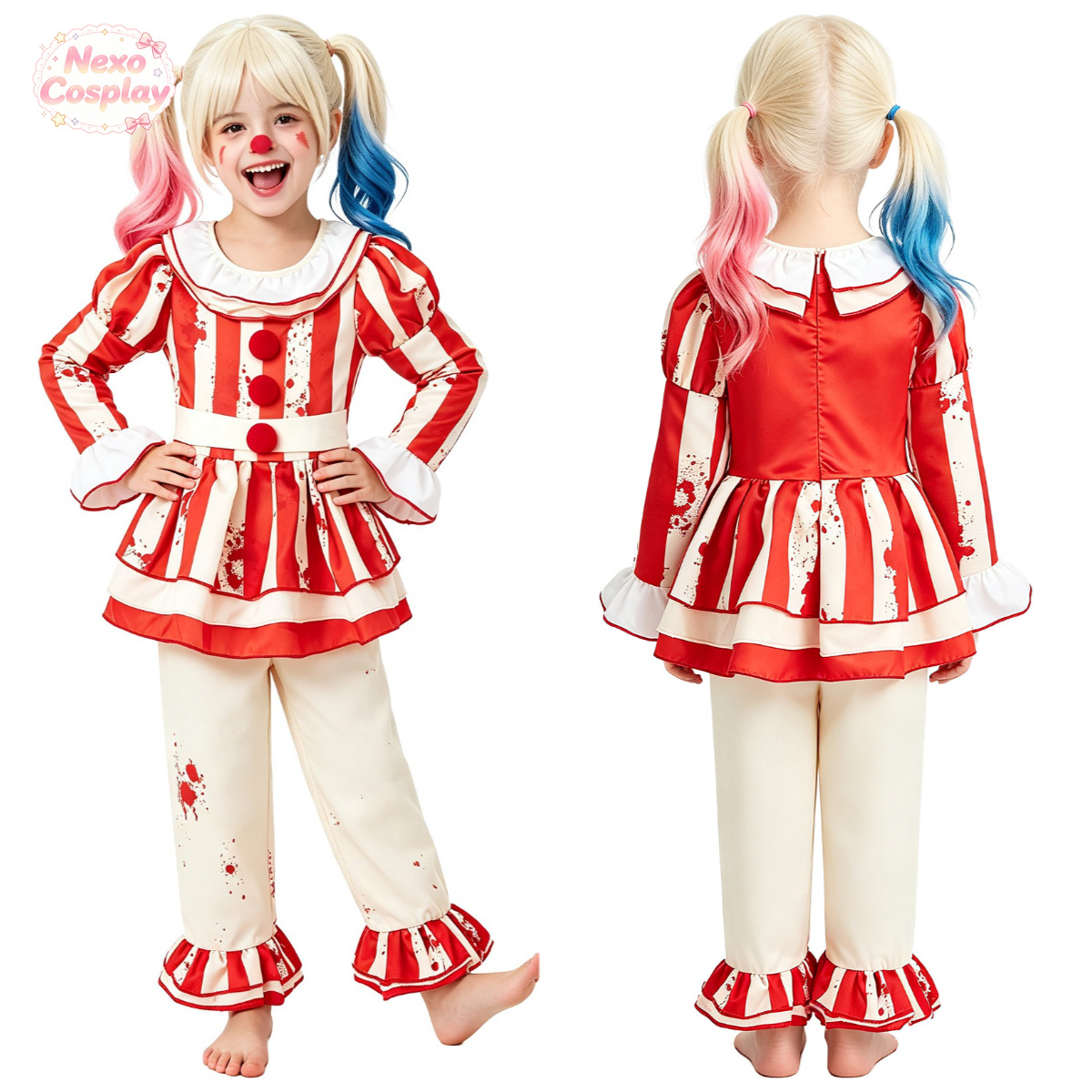 Kids Red White Striped Horror  - Halloween Costume Kids 评论和价格