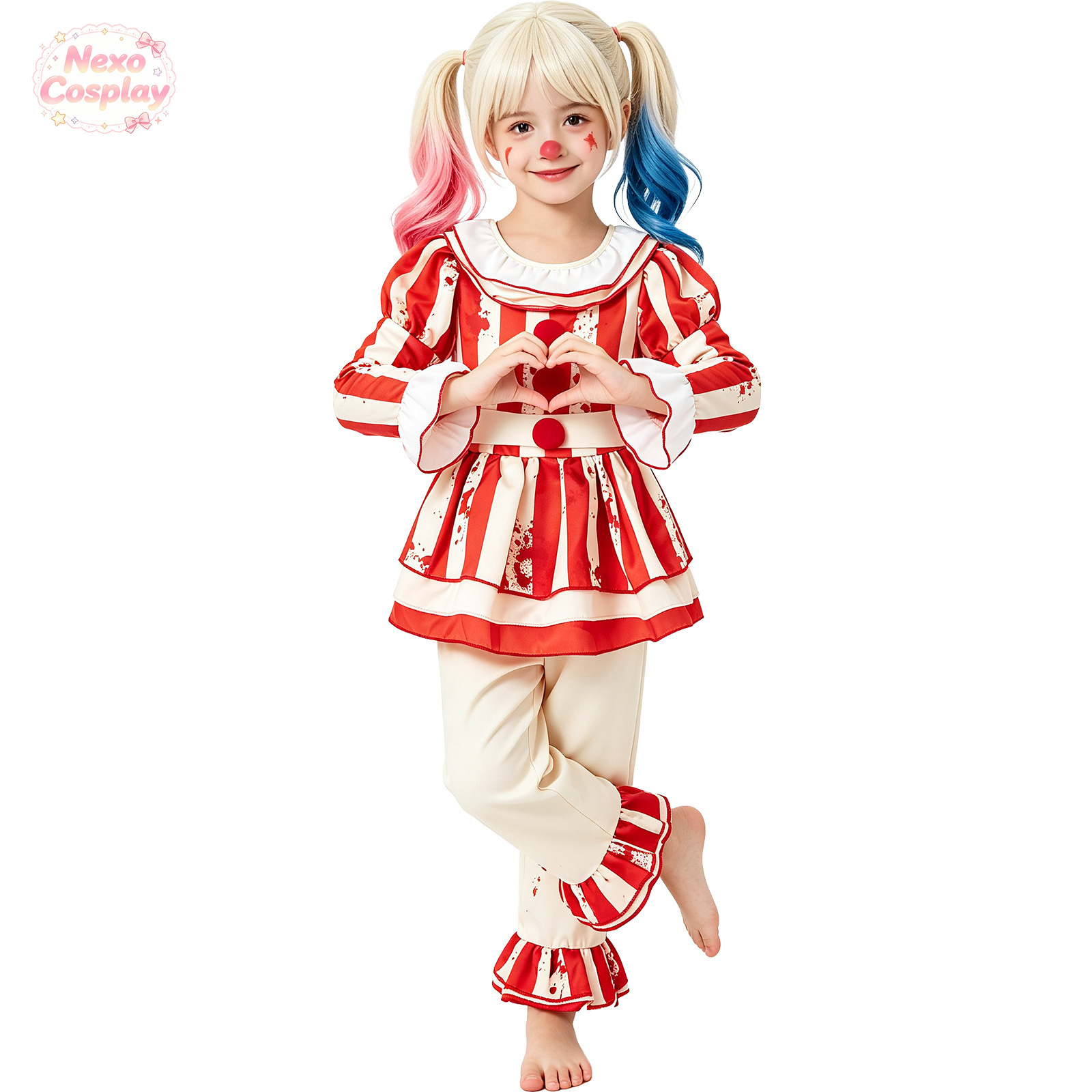 Kids Red White Striped Horror  - Halloween Costume Kids 评论和价格