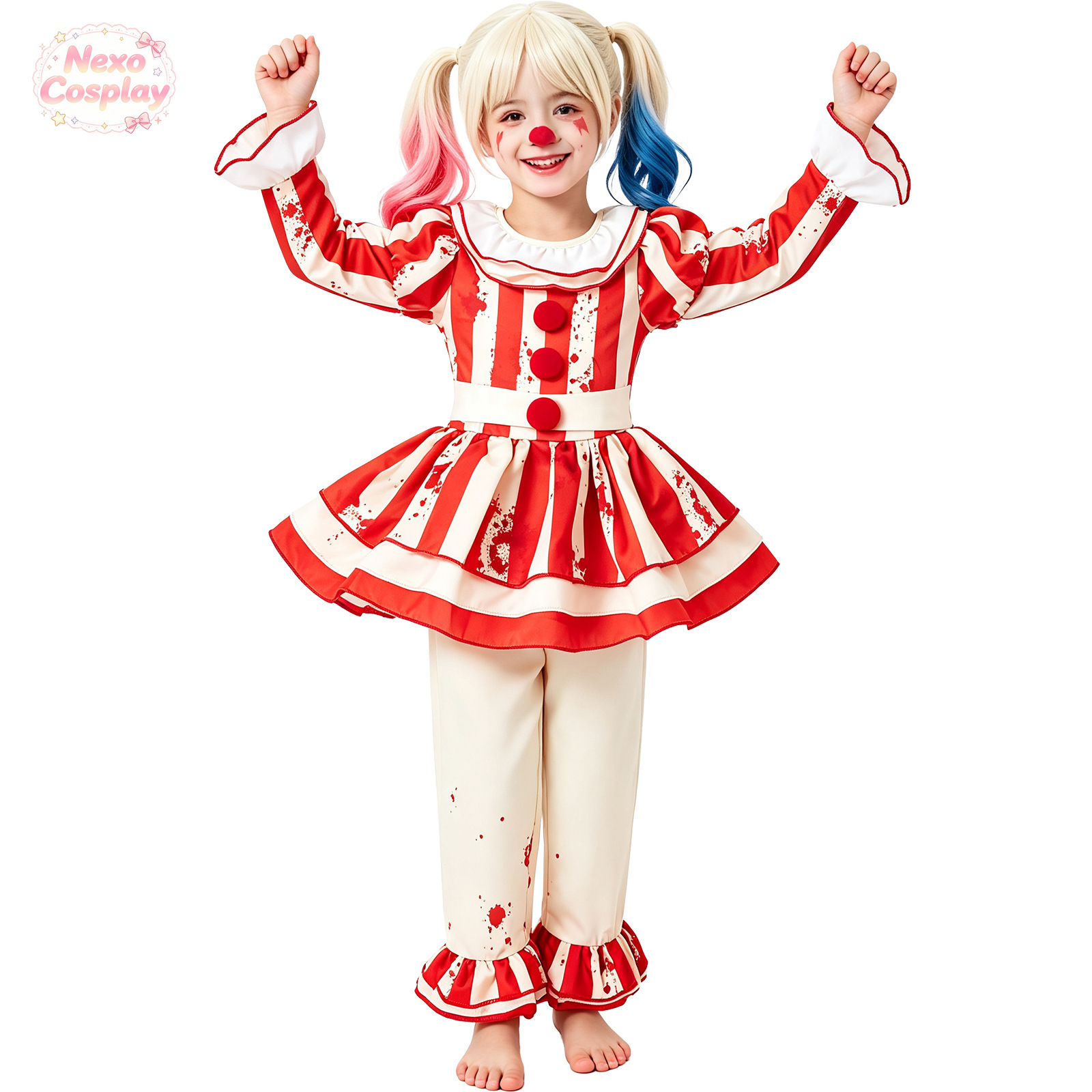 Kids Red White Striped Horror  - Halloween Costume Kids 评论和价格
