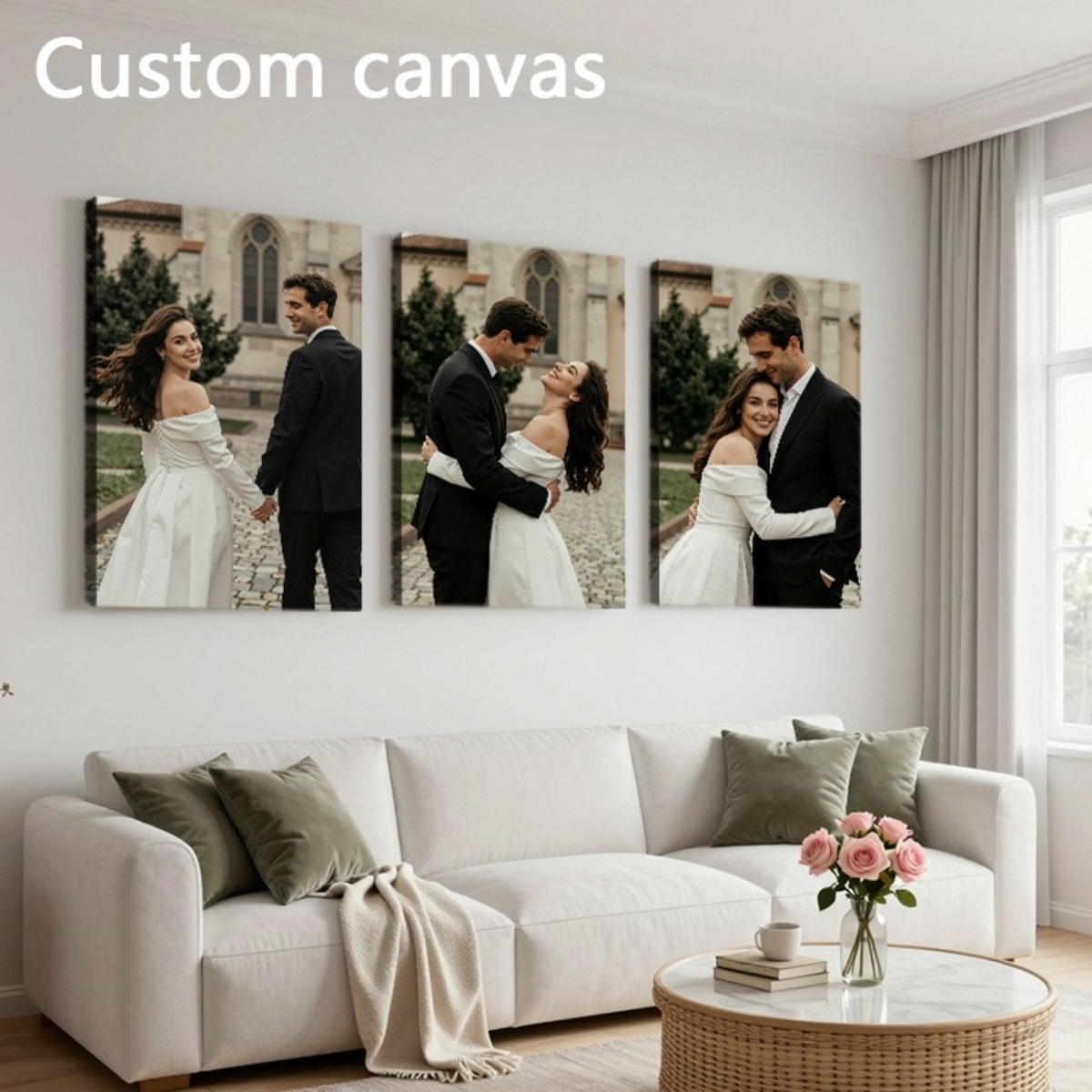 Set of 3 Custom Photo Canvas P - Halloween Party Supplies 评论和价格