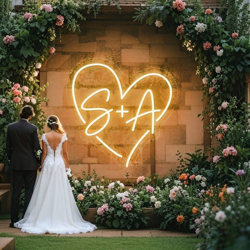 Custom Initials Heart LED Neon - Halloween Party Supplies 评论和价格