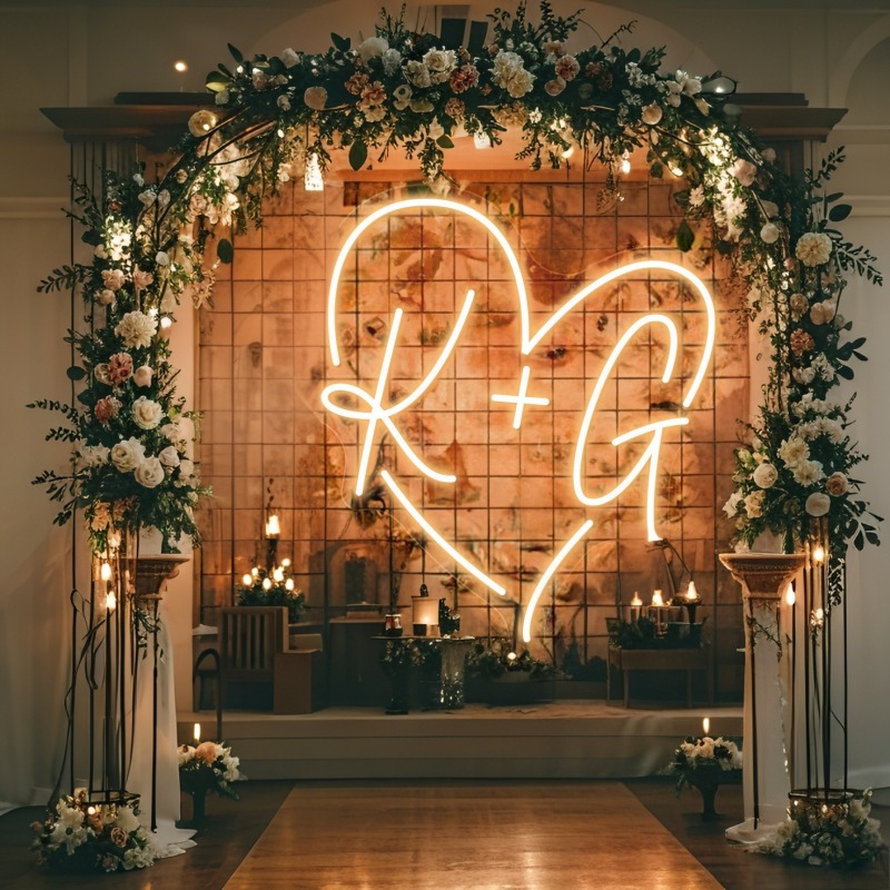 Custom Initials Heart LED Neon - Halloween Party Supplies 评论和价格