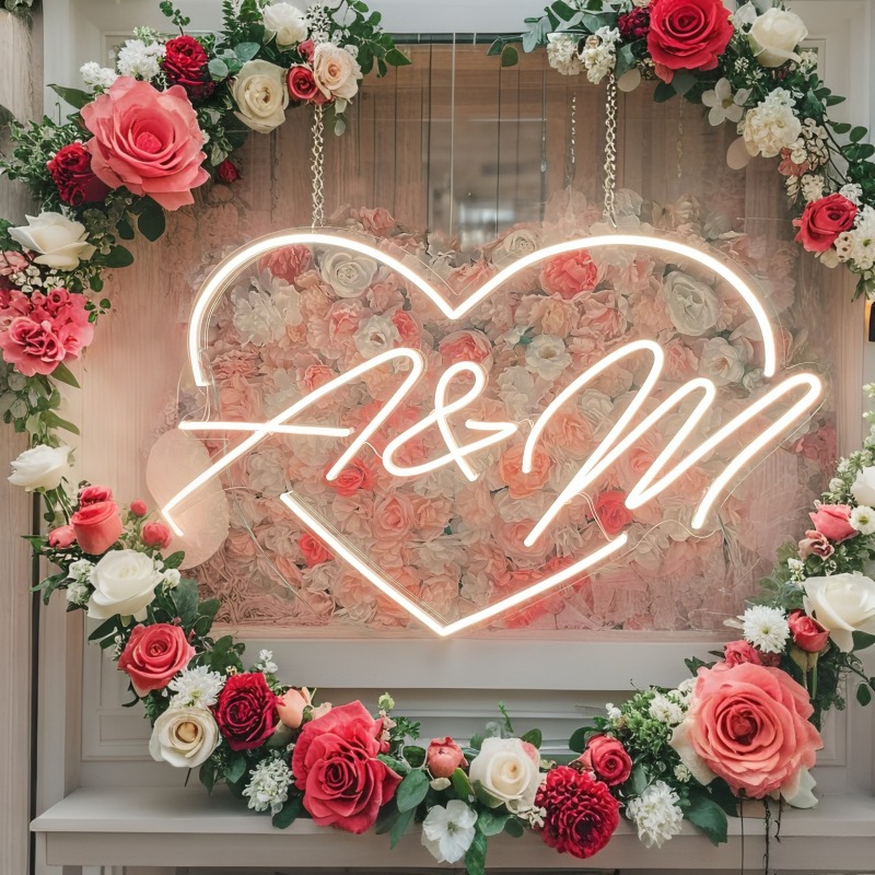 Custom Initials Heart LED Neon - Halloween Party Supplies 评论和价格