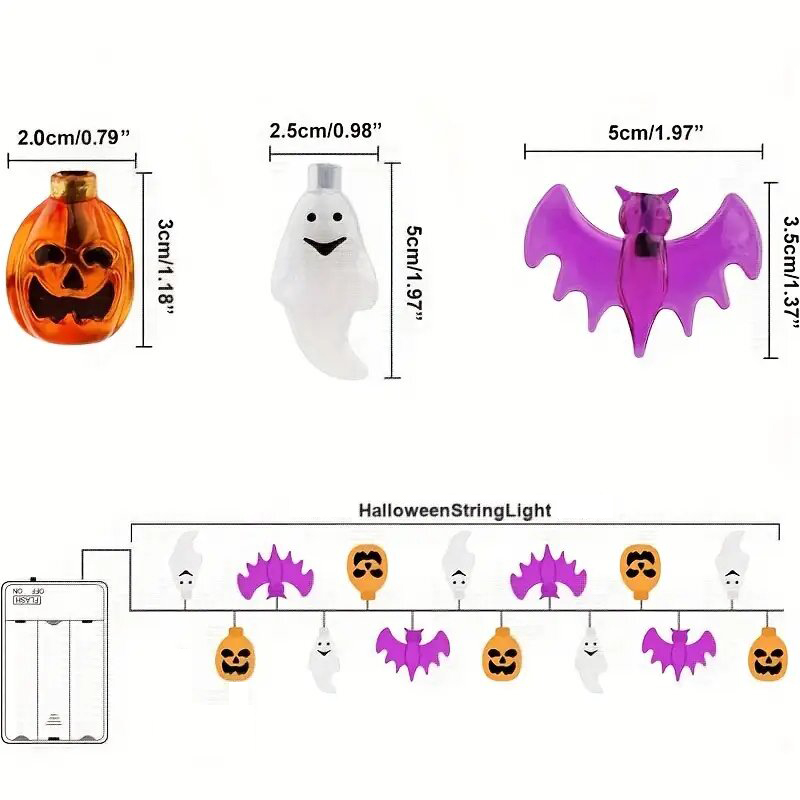 Cute Pumpkin Bat Ghost Hallowe - Halloween Led String Lights Orange 评论和价格