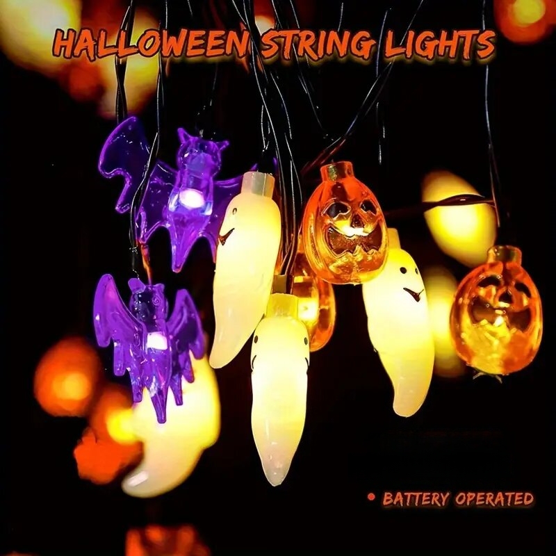Cute Pumpkin Bat Ghost Hallowe - Halloween Led String Lights Orange 评论和价格