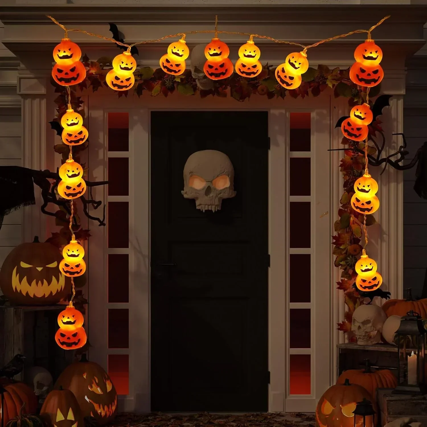 Jack O Lantern String Lights,  - Halloween Led String Lights Orange 评论和价格