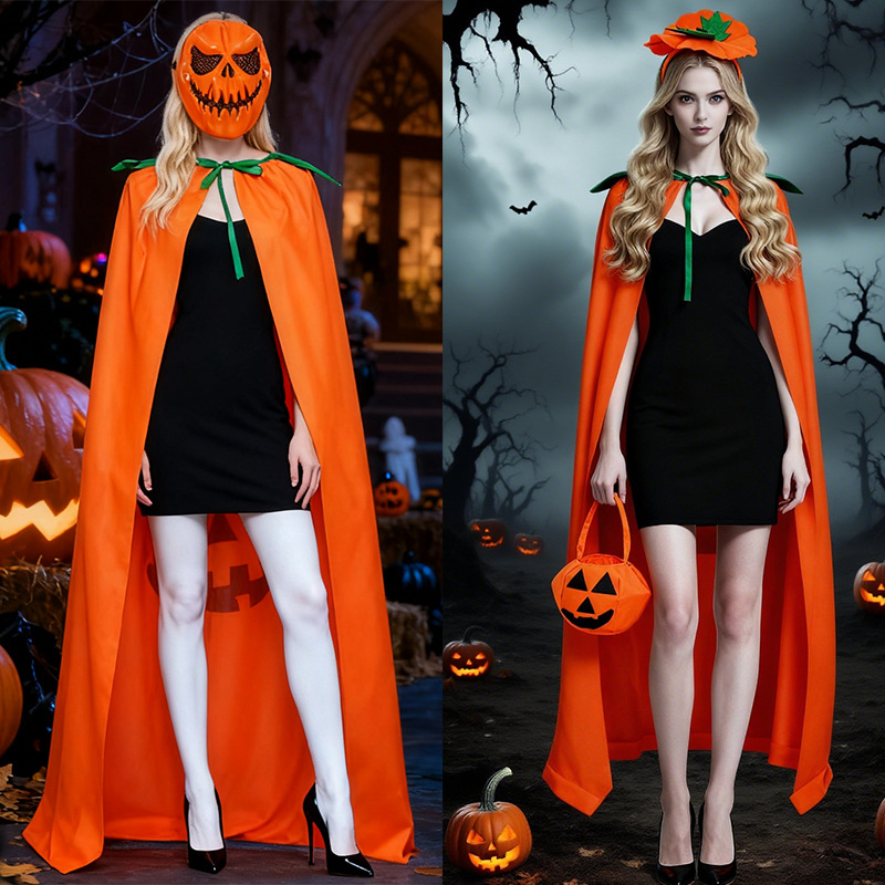 Halloween Pumpkin Costume Cape - Pumpkin Lantern Halloween 评论和价格