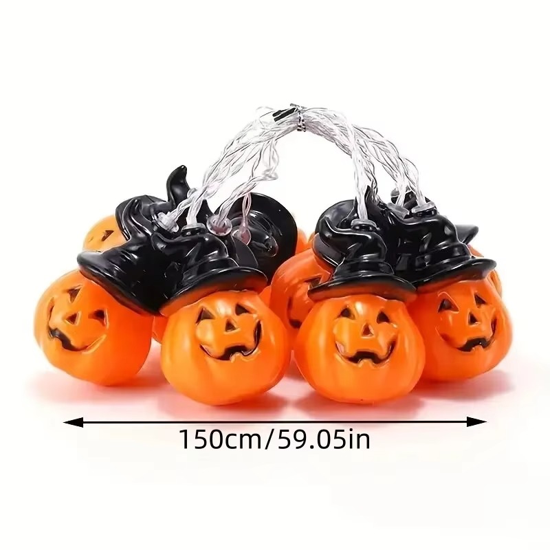 Witch Hat Pumpkin Fairy String - Halloween Led String Lights Orange 评论和价格
