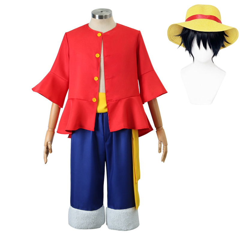 Luffy Cosplay Costume Hat Wig  - Halloween Costume Kids 评论和价格