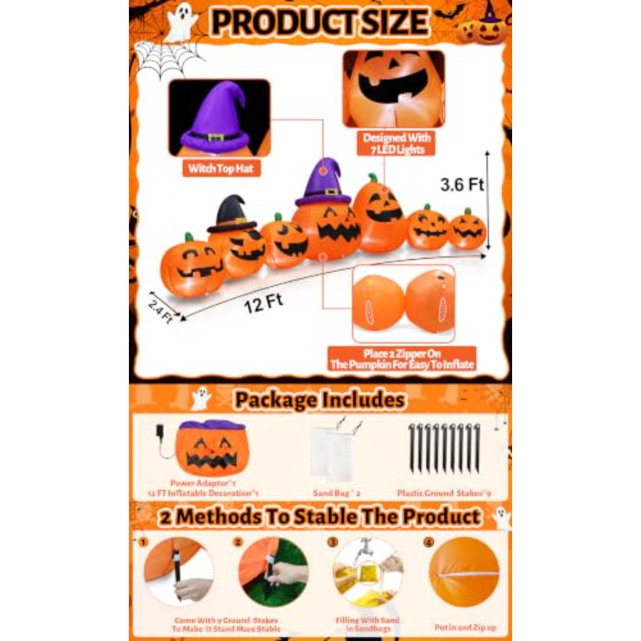 Outdoor Halloween inflatable p - Halloween Pumpkin Decor Led 评论和价格