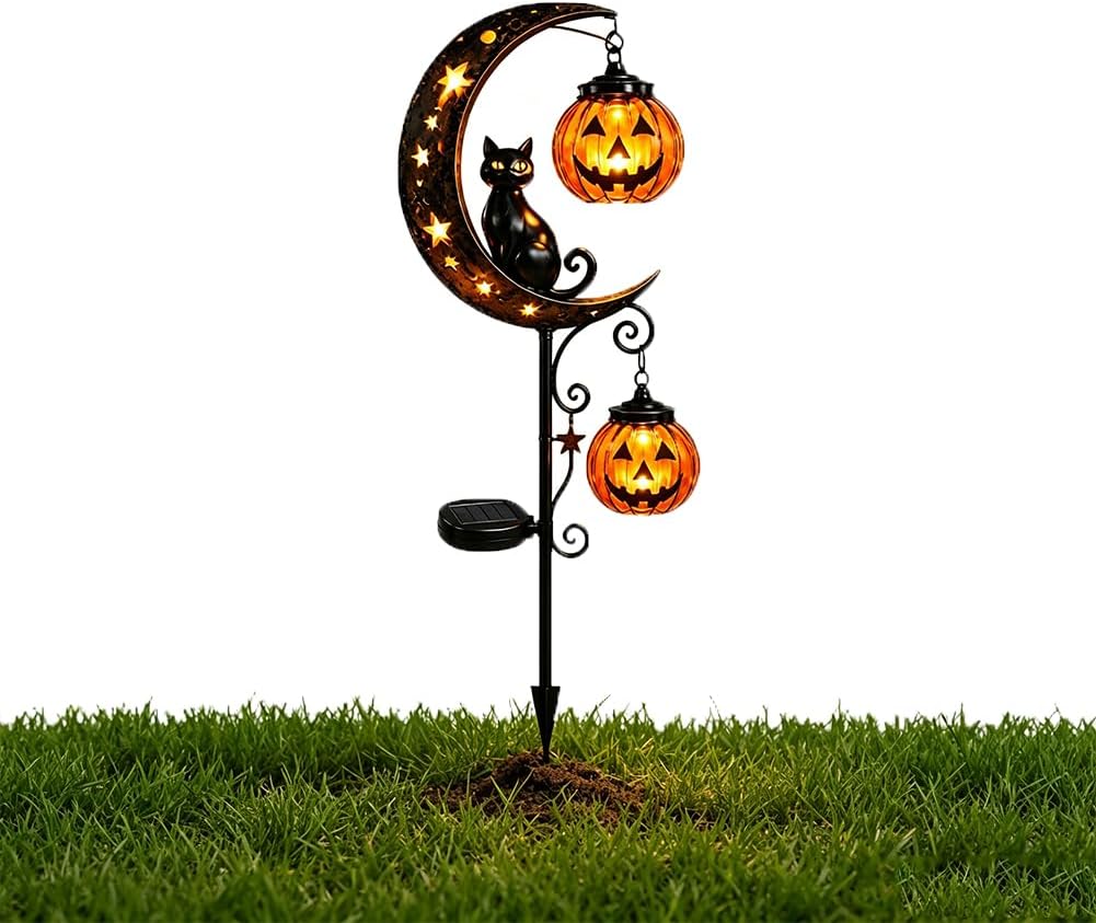 Solar Halloween Black Cat Pump - Halloween Pumpkin Decor Led 评论和价格