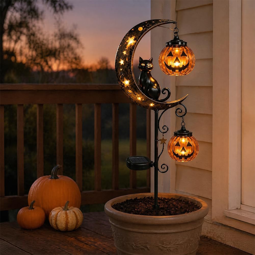 Solar Halloween Black Cat Pump - Halloween Pumpkin Decor Led 评论和价格