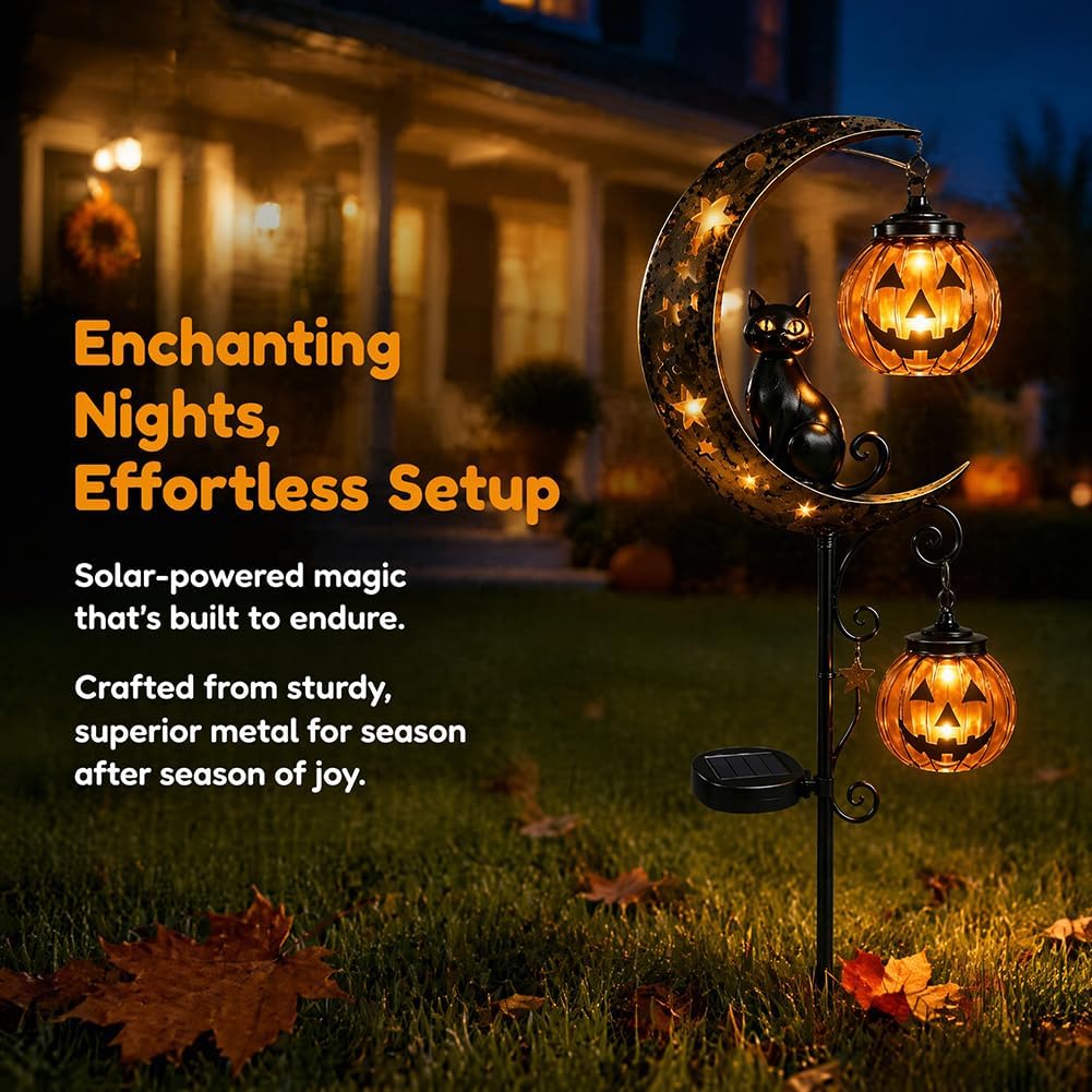 Solar Halloween Black Cat Pump - Halloween Pumpkin Decor Led 评论和价格