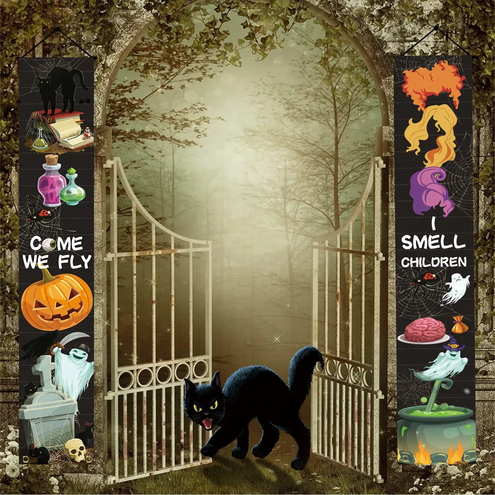 Halloween Pumpkin Couplet Horr - Spider Web Halloween Decoration 评论和价格