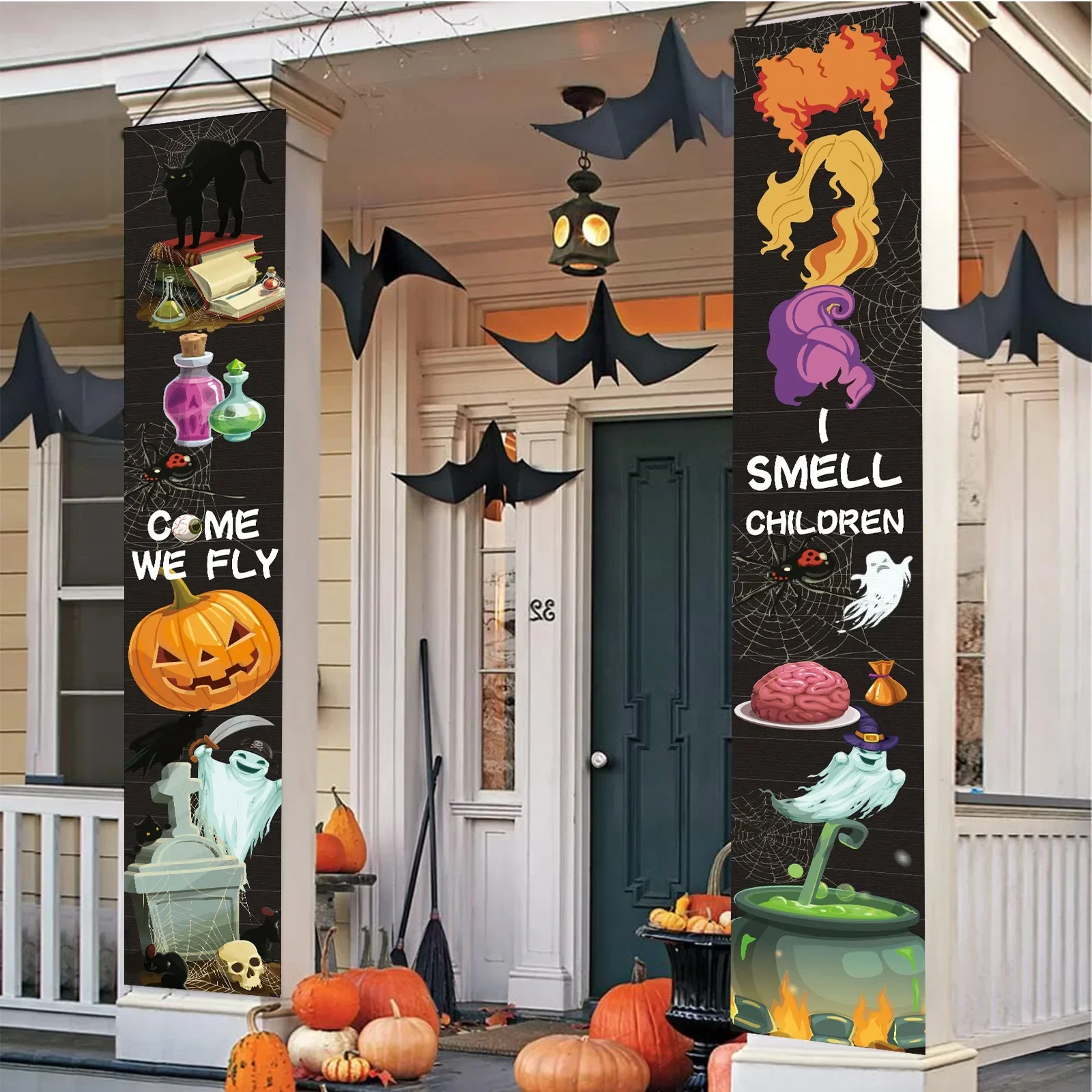 Halloween Pumpkin Couplet Horr - Spider Web Halloween Decoration 评论和价格