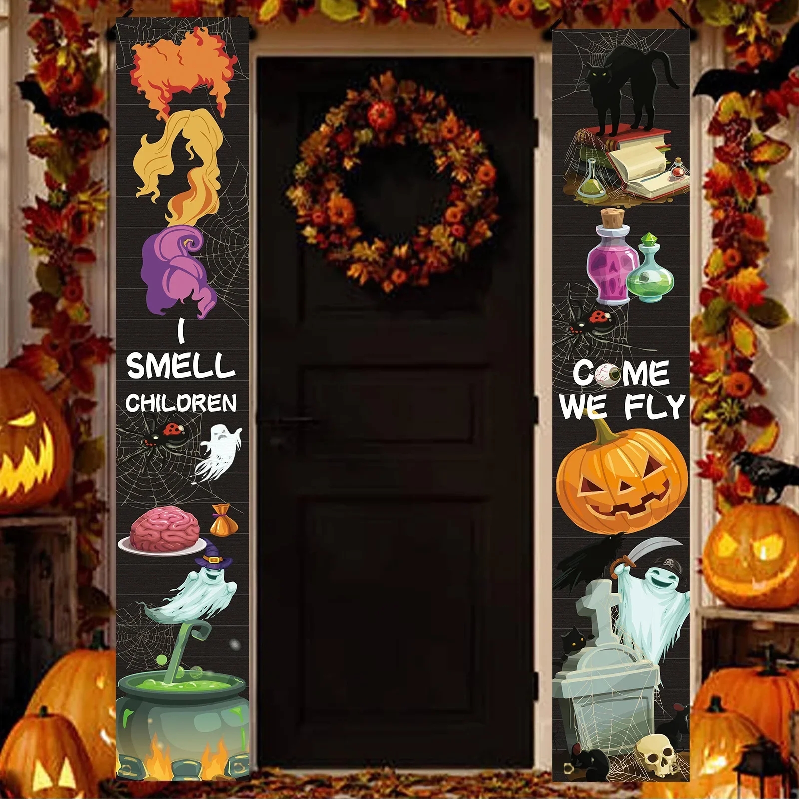 Halloween Pumpkin Couplet Horr - Spider Web Halloween Decoration 评论和价格
