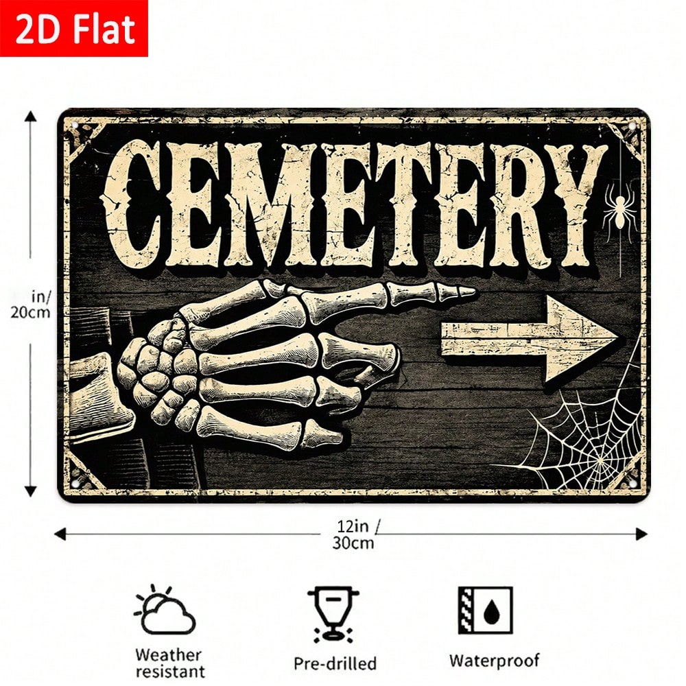 1pc 2D Flat Tin Sign - Vintage - Halloween Skeleton Decoration 评论和价格