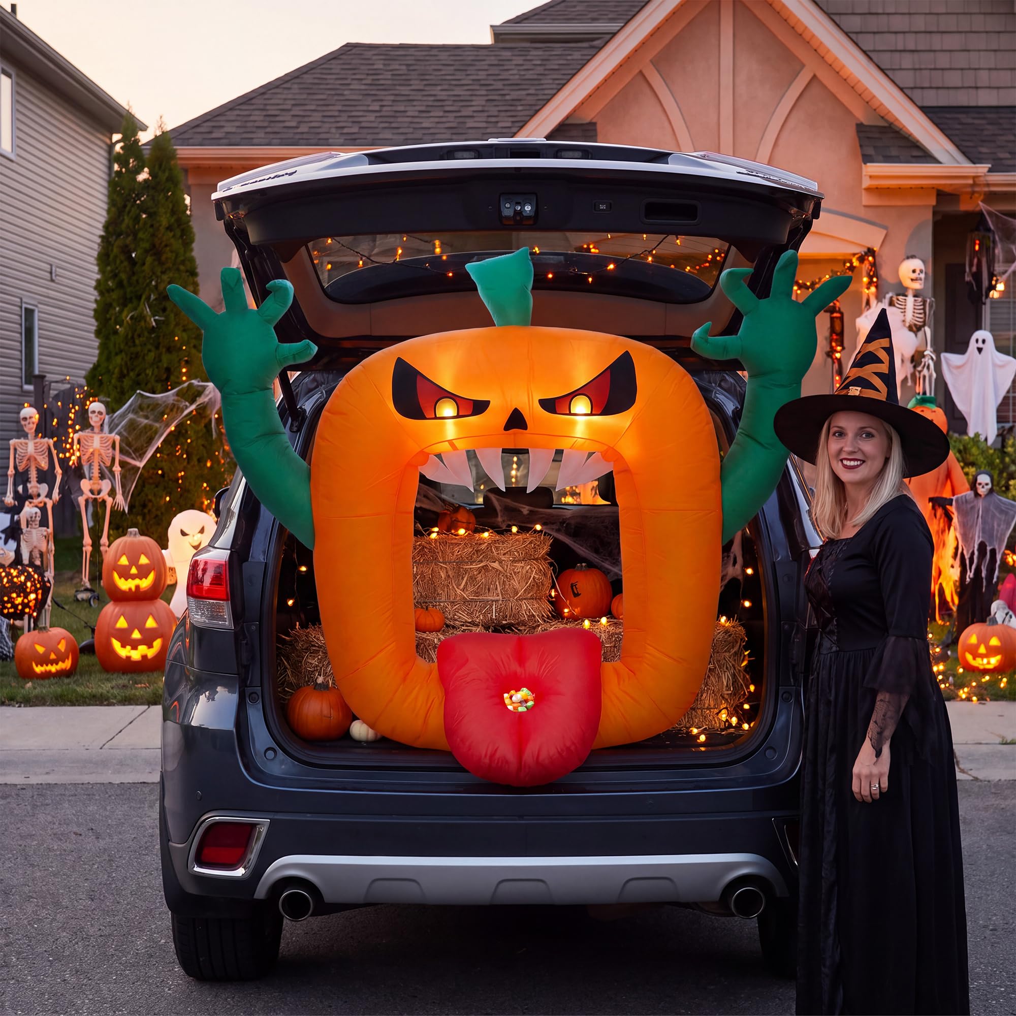 6FT Halloween Inflatables Scar - Halloween Pumpkin Decor Led 评论和价格