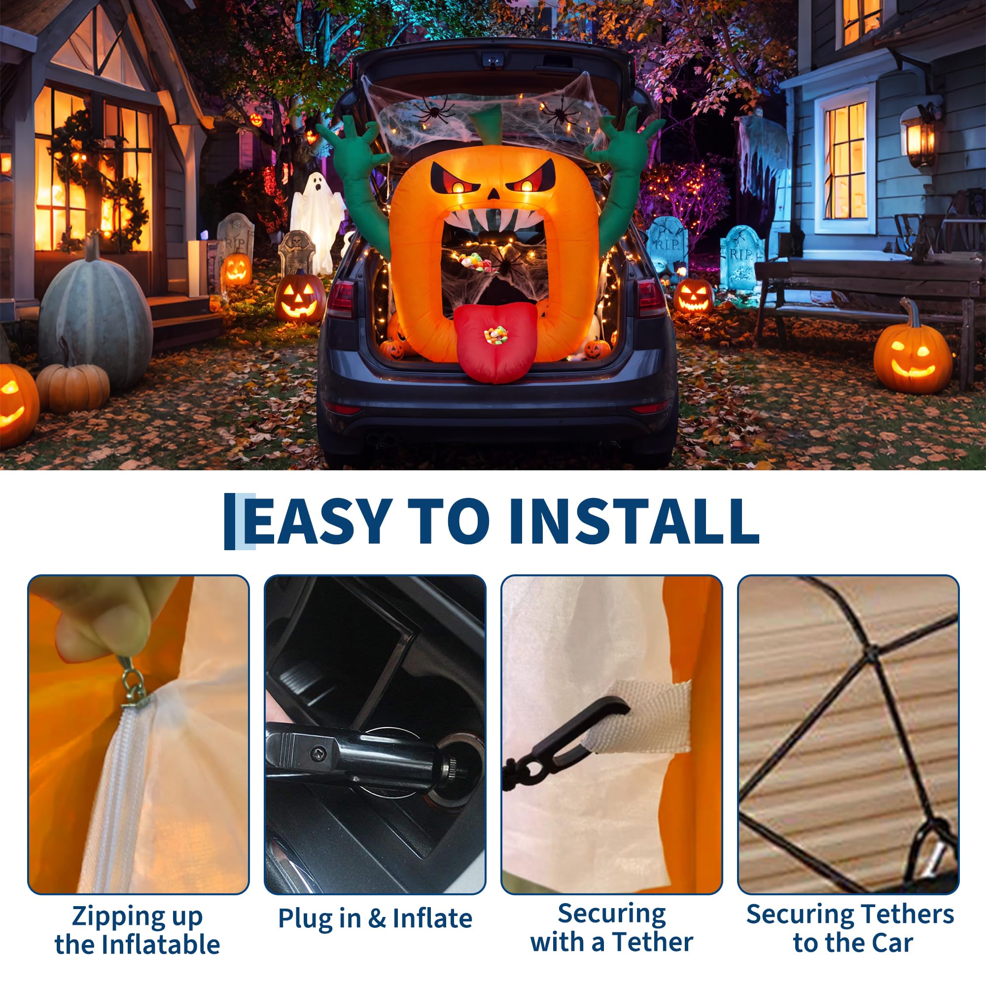 6FT Halloween Inflatables Scar - Halloween Pumpkin Decor Led 评论和价格