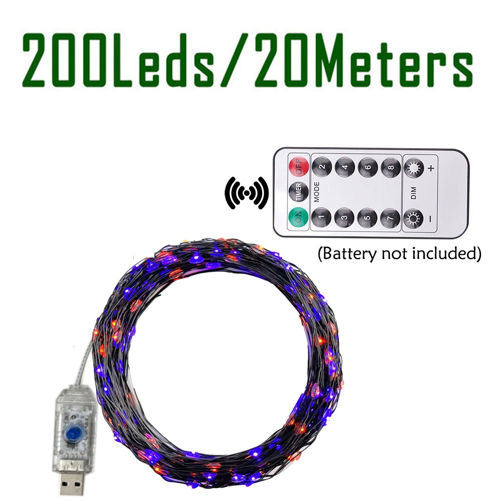 100/200LEDs String Lights Oran - Halloween Led String Lights Orange 评论和价格